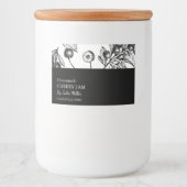 Simple Black & White Cherry Jam Label Voedselcontainer Etiket (Voorkant)