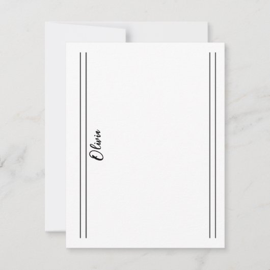 Simple Black White Classic Double Lined Note Kaart Notitiekaartje (Voorkant)