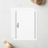 Simple Black White Classic Double Lined Note Kaart Notitiekaartje (Voorkant / Achterkant in situ)