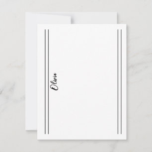 Simple Black White Classic Double Lined Note Kaart Notitiekaartje