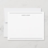 Simple Black White Classic Double Lined Note Kaart Notitiekaartje (Voorkant)