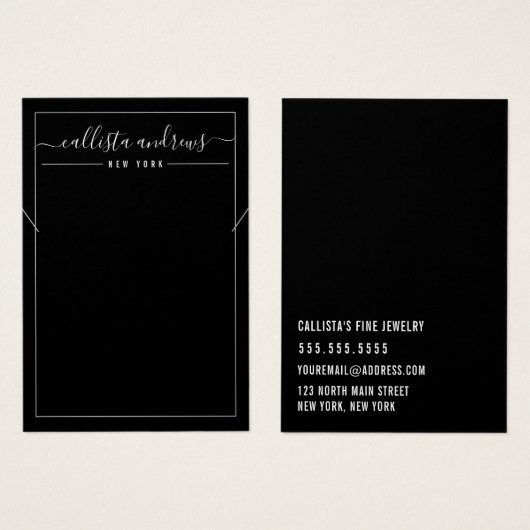 Simple Black White Cursive Ketting Display Kaart (Voorkant /achterkant)
