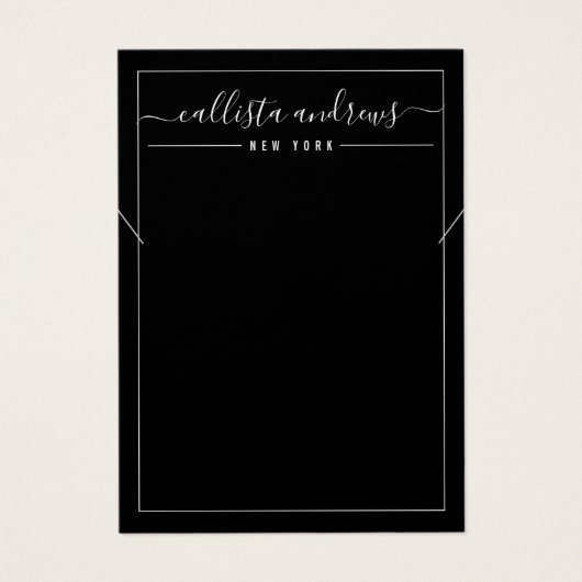 Simple Black White Cursive Ketting Display Kaart (Voorkant)