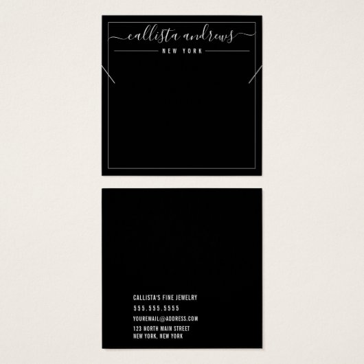 Simple Black White Cursive Ketting Display Kaart (Voorkant /achterkant)