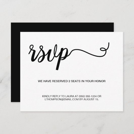 Simple Black White Digital Message RSVP Aankondiging (Voorkant / Achterkant)