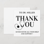 Simple Black & White  Doctor Thank You Card (Voorkant / Achterkant)
