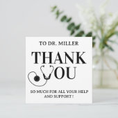 Simple Black & White  Doctor Thank You Card (Staand voorkant)