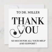 Simple Black & White  Doctor Thank You Card (Voorkant)