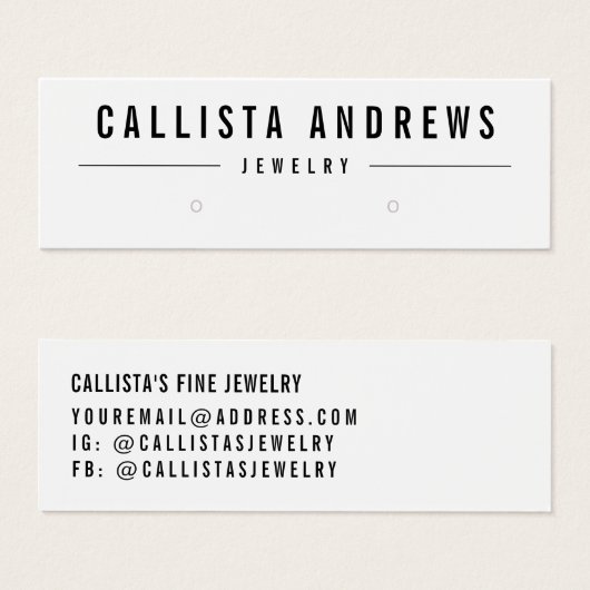 Simple Black White Earring Display Kaart (Voorkant /achterkant)