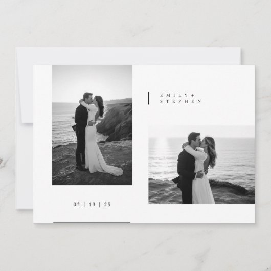 Simple Black & White Elegant Minimal Wedding Photo Kaart (Voorkant)