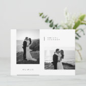 Simple Black & White Elegant Minimal Wedding Photo Kaart (Staand voorkant)