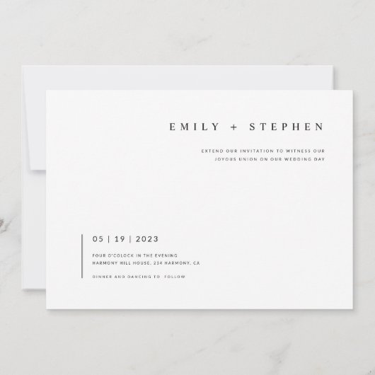 Simple Black & White Elegant Minimal Wedding Photo Kaart (Achterkant)