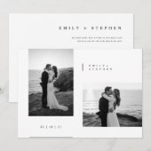 Simple Black & White Elegant Minimal Wedding Photo Kaart (Voorkant / Achterkant)