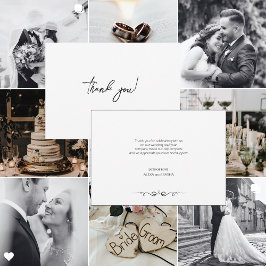 Simple Black & White Elegant Minimalist Wedding Bedankkaart
