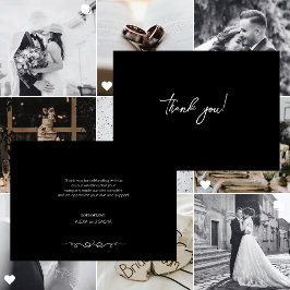 Simple Black & White Elegant Minimalist Wedding Bedankkaart