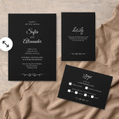 Simple Black & White Elegant Minimalist Wedding Informatiekaartje
