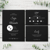 Simple Black & White Elegant Minimalist Wedding Informatiekaartje