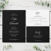 Simple Black & White Elegant Minimalist Wedding Informatiekaartje