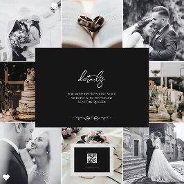 Simple Black & White Elegant Minimalist Wedding Informatiekaartje