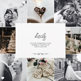 Simple Black & White Elegant Minimalist Wedding Informatiekaartje