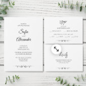 Simple Black & White Elegant Minimalist Wedding Kaart