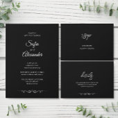 Simple Black & White Elegant Minimalist Wedding Kaart