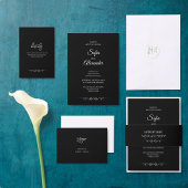 Simple Black & White Elegant Minimalist Wedding Kaart