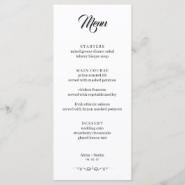 Simple Black & White Elegant Minimalist Wedding Menu
