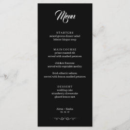 Simple Black & White Elegant Minimalist Wedding Menu