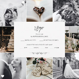 Simple Black & White Elegant Minimalist Wedding RSVP Kaartje