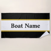 Simple Black White en Gold Boat Name Text Sjabloon Strandlaken (Voorkant)