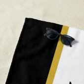 Simple Black White en Gold Boat Name Text Sjabloon Strandlaken (In situ)