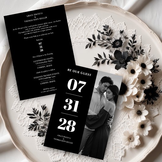 Simple Black & White Enchanting & Delicate Minimal Kaart