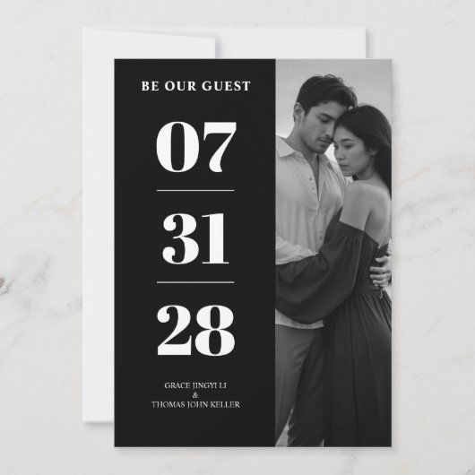 Simple Black & White Enchanting & Delicate Minimal Kaart (Voorkant)