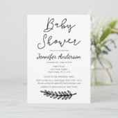 Simple Black White Floral Botanical Baby shower Kaart (Staand voorkant)