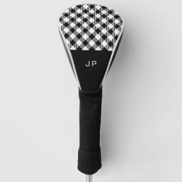 Simple Black White Gingham Pset-Initialen Golfheadcover