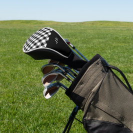 Simple Black White Gingham Pset-Initialen Golfheadcover