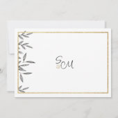 Simple black white gold floral foliage Thank You Kaart (Achterkant)