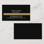 Simple Black White Gold Stripe Visitekaartje (Voorkant / Achterkant)