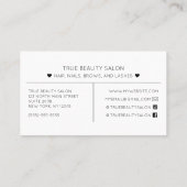 Simple Black White Heart Typography Loyalty Visitekaartje (Achterkant)