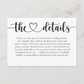 Simple Black & White Heart Wedding Details  Informatiekaartje (Voorkant)