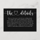 Simple Black & White Heart Wedding Details  Informatiekaartje (Voorkant)