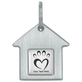 Simple Black & White House Shape Personalized Huisdieren Naamplaatje