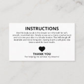 Simple Black White Ingredients Instructions Logo Visitekaartje (Achterkant)