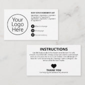 Simple Black White Ingredients Instructions Logo Visitekaartje (Voorkant / Achterkant)