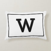 Simple Black White Initiaal Monogram Accent Kussen (Voorkant)
