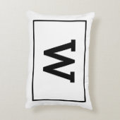 Simple Black White Initiaal Monogram Accent Kussen (Achterkant (Verticaal))