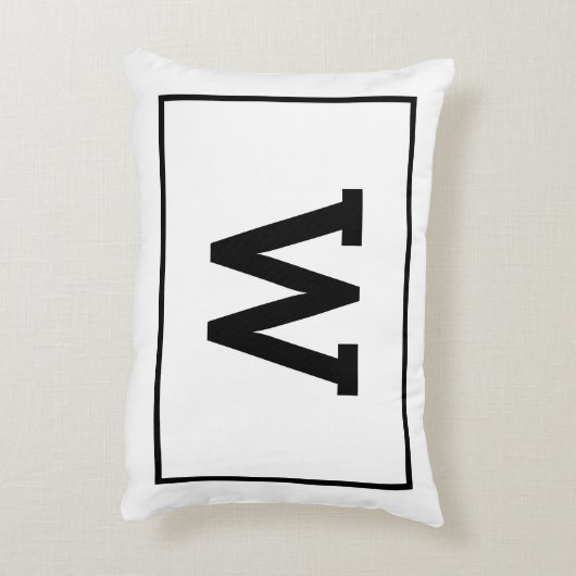 Simple Black White Initiaal Monogram Accent Kussen (Achterkant (Verticaal))