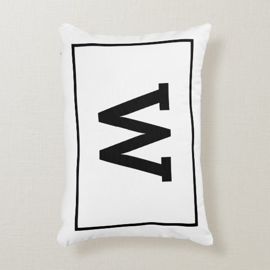 Simple Black White Initiaal Monogram Accent Kussen (Voorkant(Verticaal))