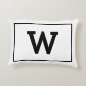 Simple Black White Initiaal Monogram Accent Kussen (Achterkant)